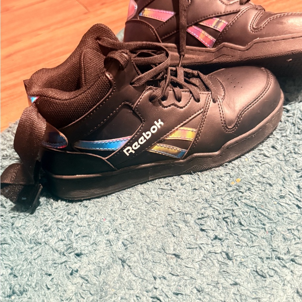 Reebok Kids Black Sneakers with Iridescent Details